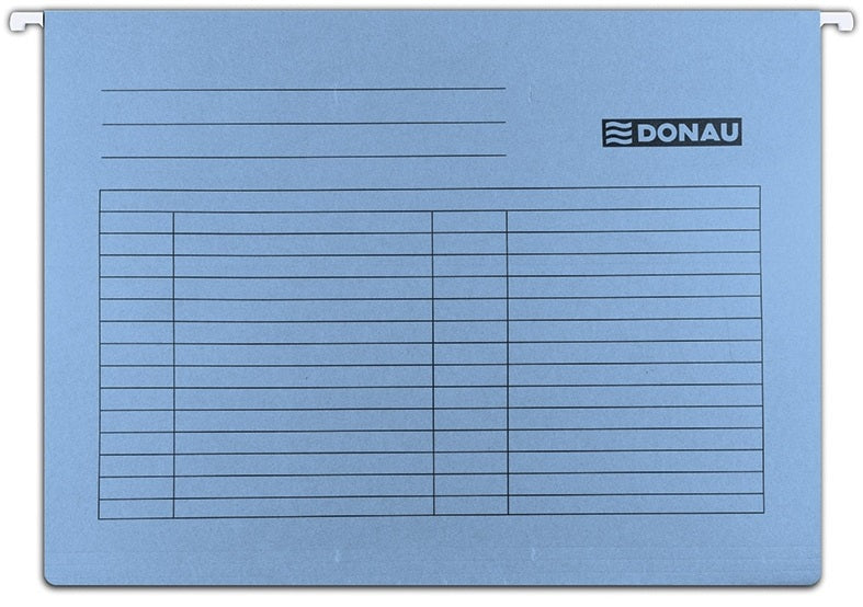 Dosar Suspendabil cu Etichetă, Baghetă Metalică, Carton 230g/mp, 5 buc/Set, Albastru marca Donau