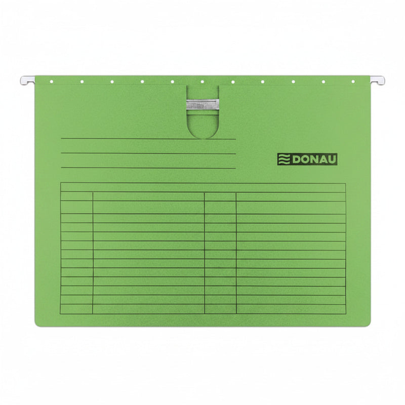 Dosar Suspendabil cu Șină, Carton 230g/mp, Baghetă Metalică, 5 buc/Set, Verde marca Donau