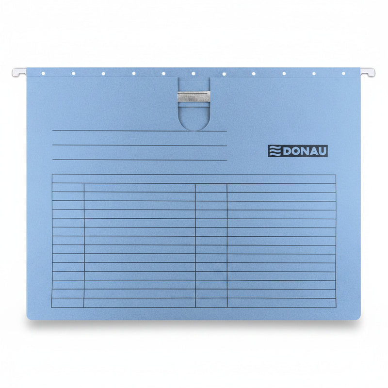Dosar Suspendabil cu Șină, Carton 230g/mp, Baghetă Metalică, 5 buc/Set, Albastru marca Donau