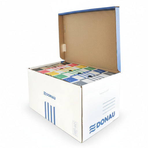 Container de Arhivare cu Capac Deschidere Superioară Carton 450gsm Albastru/Alb 370x558x315mm - Donau