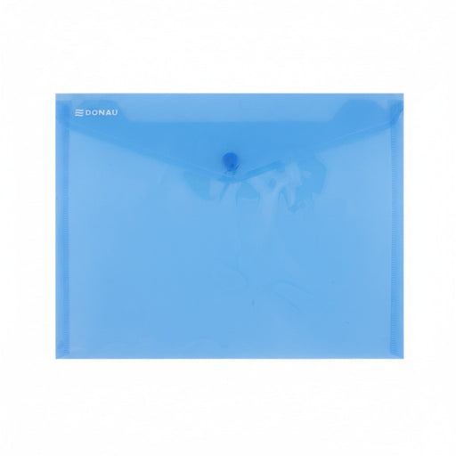 Mapă PP protecție documente A5 landscape, închidere cu capsă, 10/set, albastru transparent marca Donau, mapă din plastic pentru documente