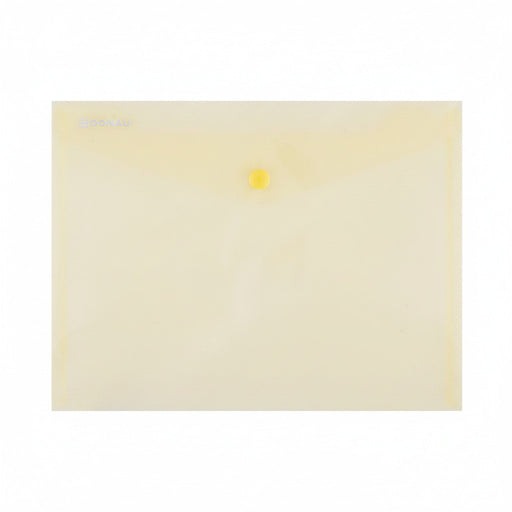 Mapă PP protecție documente A5 landscape, închidere cu capsă, 10/set, galben transparent marca Donau, mapă din plastic pentru documente