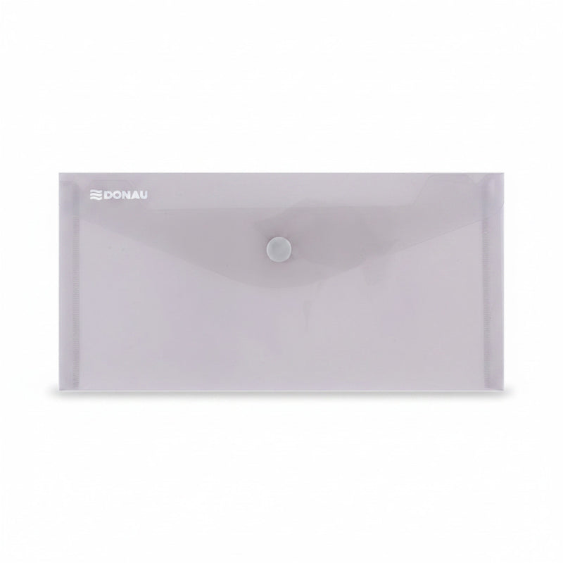 Mapă PP protecție documente DL landscape, închidere cu capsă, 10/set, fumuriu marca Donau, mapă din plastic pentru documente