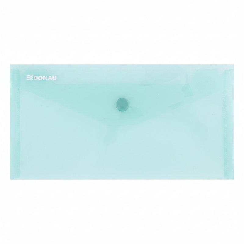 Mapă PP protecție documente DL landscape, închidere cu capsă, 10/set, verde transparent marca Donau, mapă din plastic pentru documente