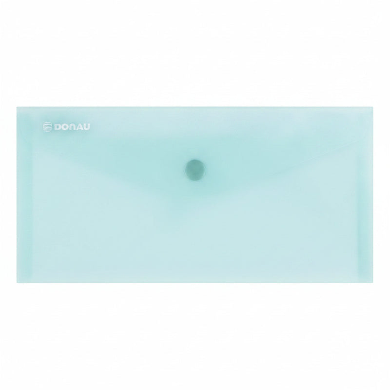 Mapă PP protecție documente DL landscape, închidere cu capsă, 10/set, albastru transparent marca Donau, mapă din plastic pentru documente