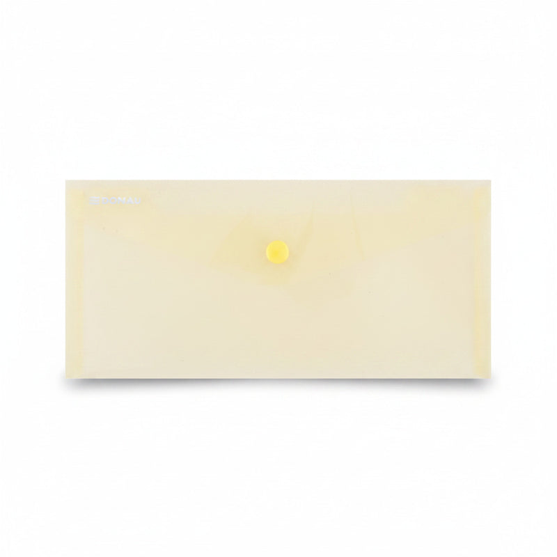 Mapă PP protecție documente DL landscape, închidere cu capsă, 10/set, galben transparent marca Donau, mapă din plastic pentru documente