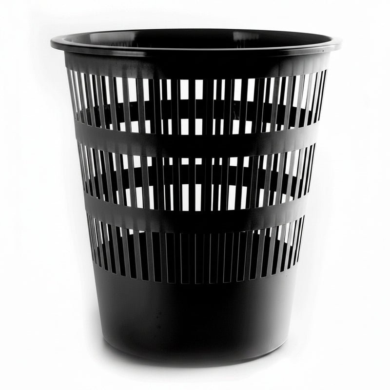 Coș hârtii 10L negru perforat, plastic