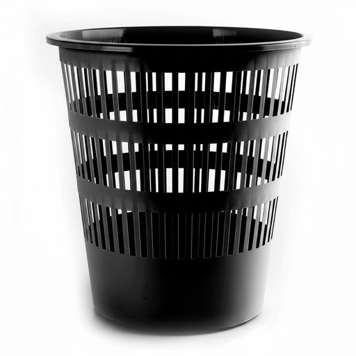 Coș hârtii 10L negru perforat, plastic