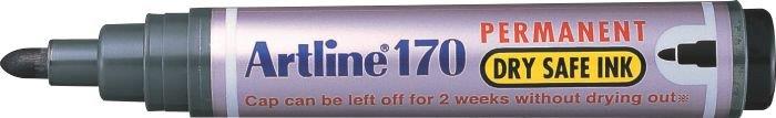 Marker Permanent 170 Dry Safe Vârf Rotund 2 mm Artline Negru