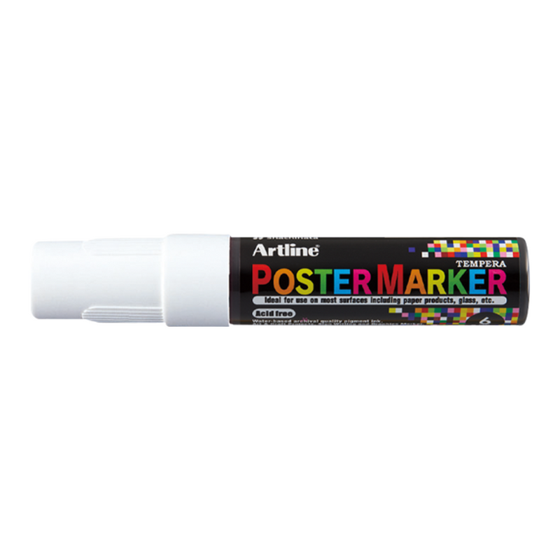 Marker pentru Poster cu Vârf Rotund 6 mm Artline Alb