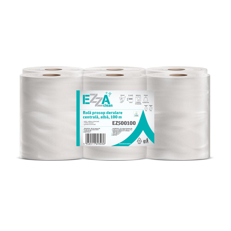 Rola prosop derulare centrala EZZA Clean 2 straturi 100 m - 6 role