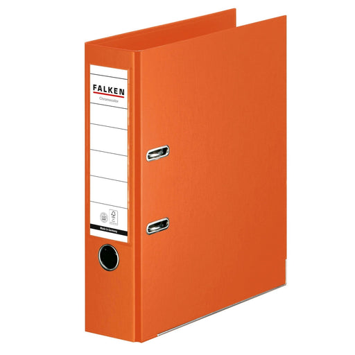 Biblioraft Chromocolor 80 mm Portocaliu marca Falken pentru organizarea și arhivarea documentelor
