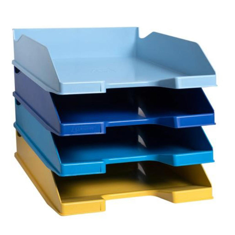Set 4 Tăvițe Documente A4+ Bee Blue Plastic Reciclat Culori Asortate - Exacompta