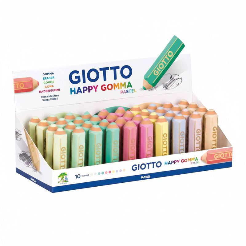 Radiera in forma de creion colorat pastel, 65mm x D15mm, GIOTTO Happy Gomma