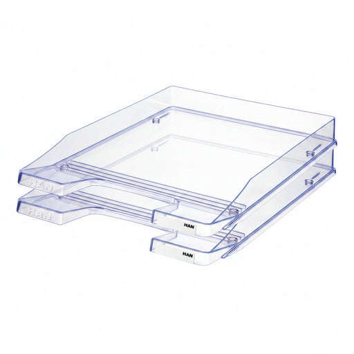 Tava Documente Slim Han Junior - Transparent Cristal Cu Margini Albastre - Han