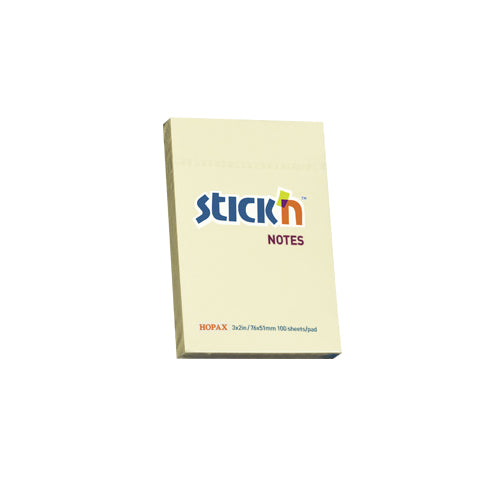 Notes adeziv Stick'n, galben pastel, 76 x 51 mm, 100 file