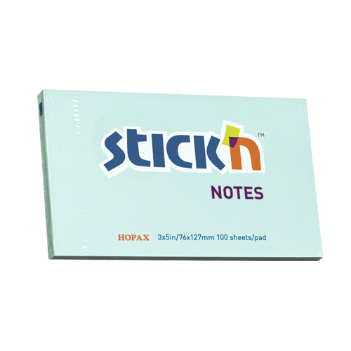 Notes adeziv Stick'n, bleu pastel, 76 x 127 mm, 100 file