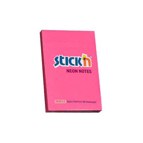 Notes adeziv Stick'n, magenta neon, 76 x 51 mm, 100 file