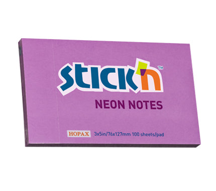 Notes adeziv Stick'n, mov neon, 76 x 127 mm, 100 file