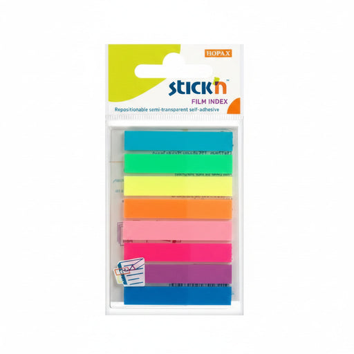 Stick Index Plastic Transparent 45x8 mm, 8x20 File/Set, 8 Culori Neon - Stick'n