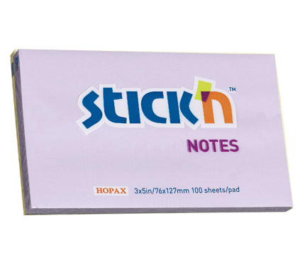Notes adeziv Stick'n, lila pastel, 76 x 127 mm, 100 file
