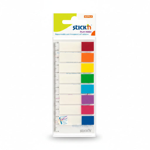 Stick Index Plastic Transparent 45x12 mm, 8x15 File/Set, 8 Culori Transparent/Neon - Stick'n