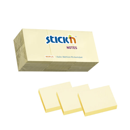 Notes adeziv Stick'n, galben pastel, 38 x 51 mm, 12 x 100 file