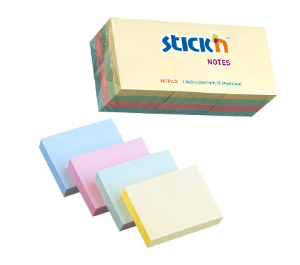 Notes adeziv Stick'n, 3 culori pastel, 38 x 51 mm, 12 x 100 file