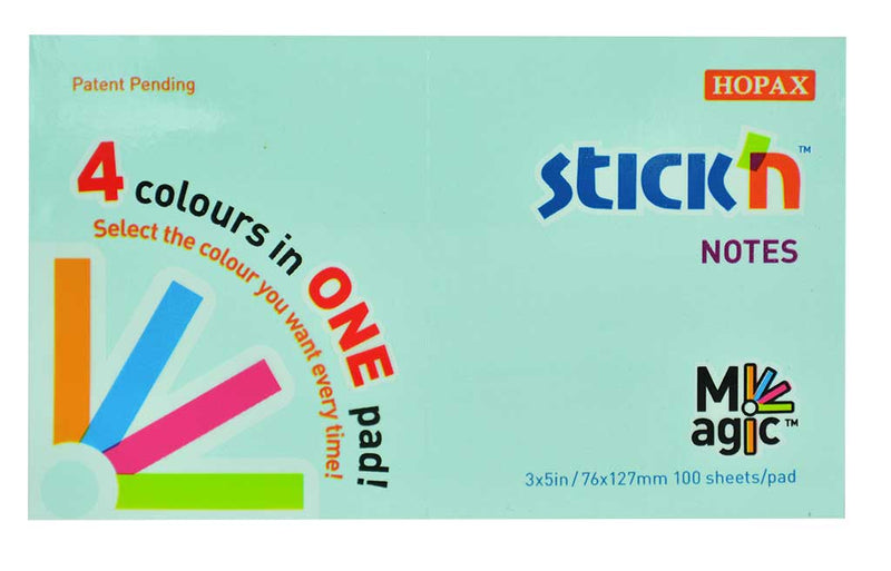 Notes Adeziv Magic Notes 4 Culori Pastel 76x127mm 100 File Stick'n