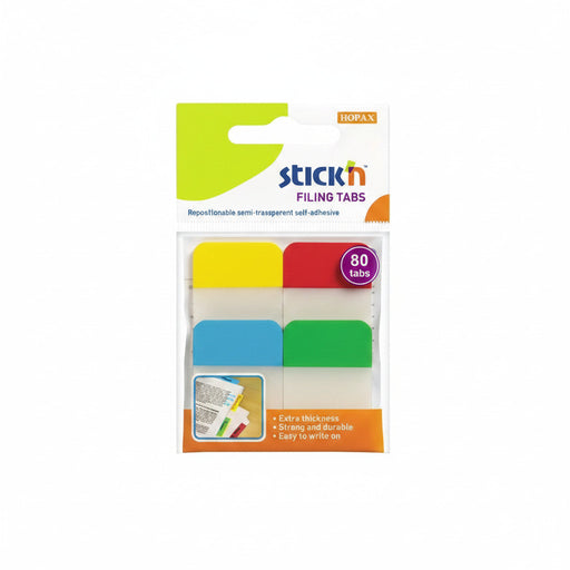 Stick Index Plastic Transparent cu Margine 38x25 mm, 4x20 File/Set, 4 Culori Neon - Stick'n
