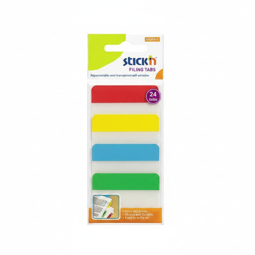 Stick Index Plastic Transparent cu Margine 38x51 mm, 4x20 File/Set, 4 Culori Neon - Stick'n