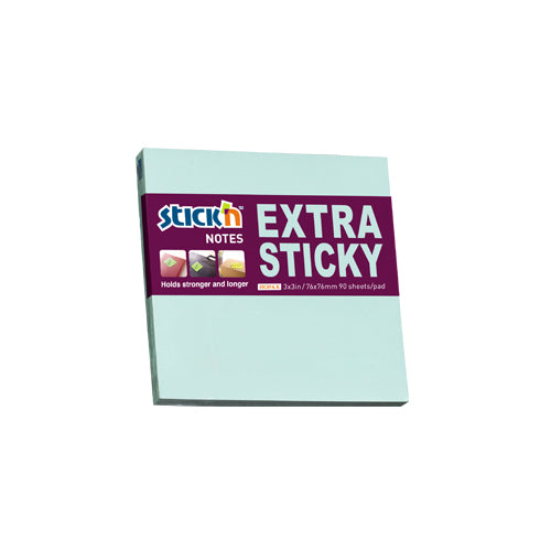Notes adeziv Stick'n, Extra Sticky albastru pastel, 76 x 76 mm, 90 file