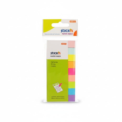 Stick Index Hârtie 50x12 mm, 9x50 File/Set, 9 Culori Neon - Stick'n
