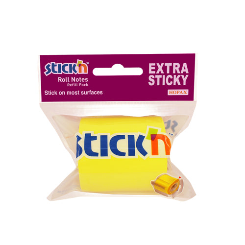 Rezervă notes adeziv în rolă Stick'n, galben neon, 50 mm x 10 m