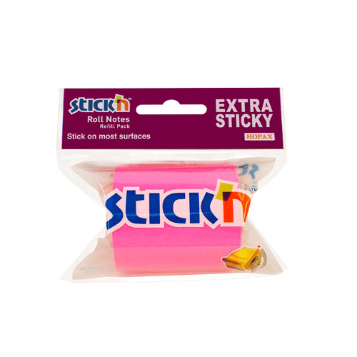 Rezervă notes adeziv în rolă Stick'n, magenta neon, 50 mm x 10 m