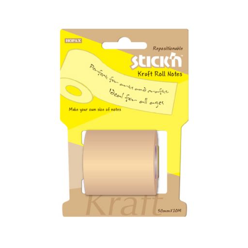 Rezervă notes adeziv în rolă Stick'n, kraft, 50 mm x 10 m