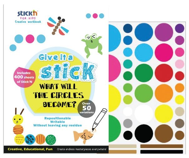 Carte Creativă Circle Neon cu 400 Stickere Repoziționabile A4 Stick'n