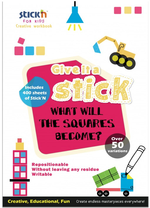 Carte Creativă Square Pătrate Neon cu 400 Stickere Repoziționabile A4 Stick'n