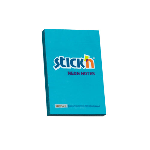 Notes adeziv Stick'n, albastru neon, 76 x 51 mm, 100 file