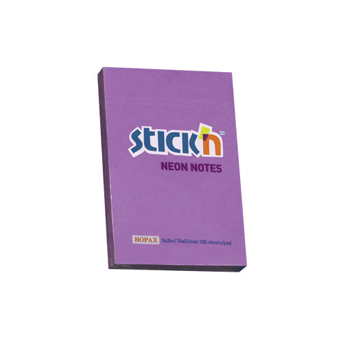 Notes adeziv Stick'n, violet neon, 76 x 51 mm, 100 file
