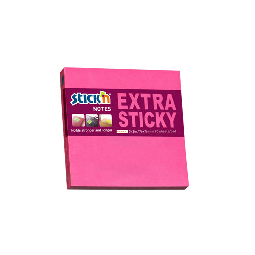 Notes adeziv Stick'n, Extra Sticky magenta neon, 76 x 76 mm, 90 file