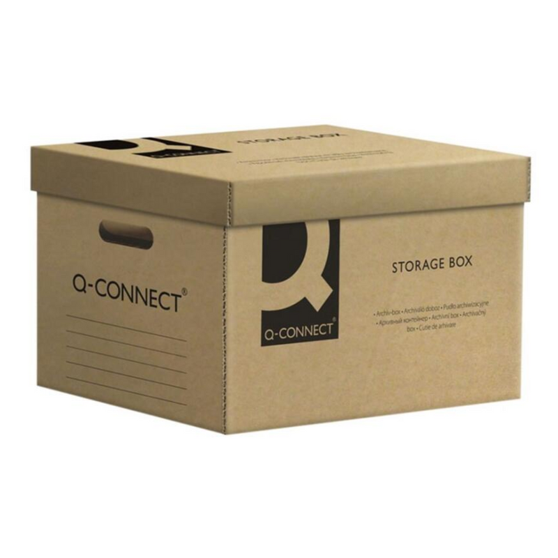 Container Arhivare cu Capac Detașabil Carton 483gsm Gri/Negru 515x305x350mm - Q-Connect