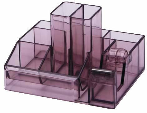Suport Plastic pentru Accesorii de Birou, 8 Compartimente, 148 x 87mm, Kejea - Fumuriu, Kejea