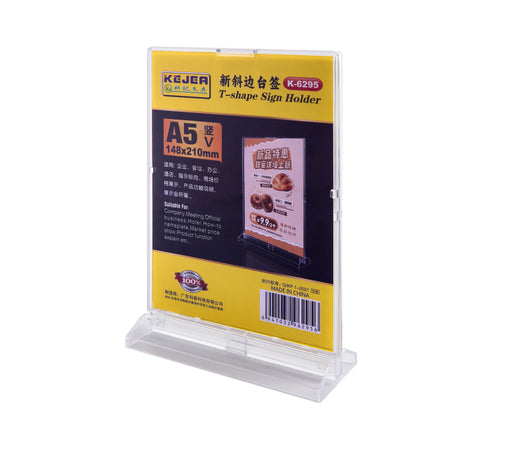 Display Plastic pentru Pliante Forma T A5 Portrait Kejea