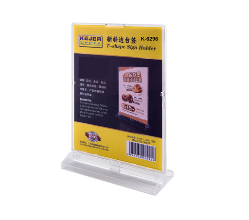 Display Plastic pentru Pliante Forma T A4 Portrait Kejea