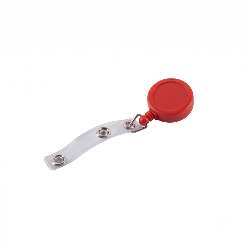 Dispozitiv cu Șnur Retractabil pentru Legitimații Rotund D20 mm cu Clips pentru Curea Kejea Roșu