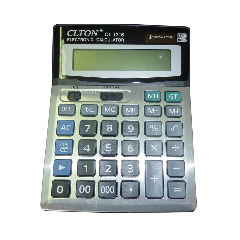 Calculator de Birou 16 Digiti cu Ecran Inclinat Argintiu - Generic - imagine produs