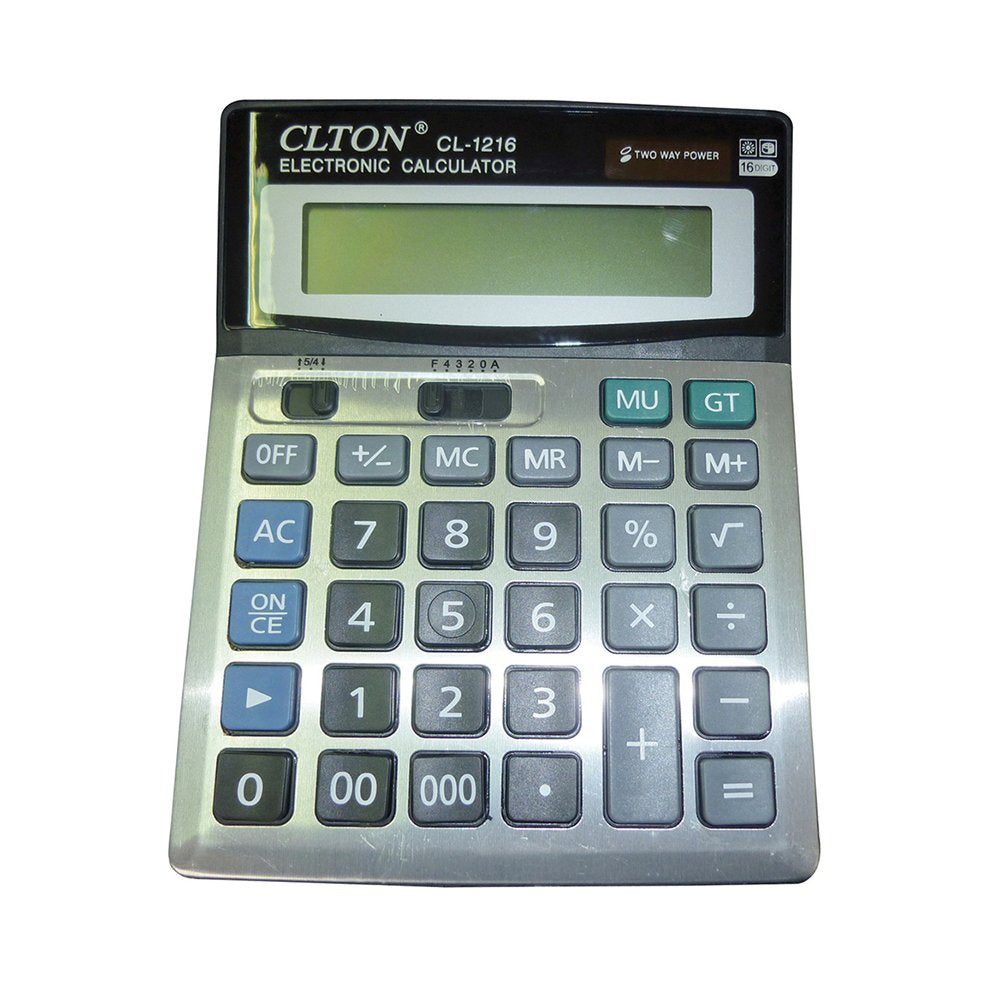 Calculator de Birou 16 Digiți cu Ecran Înclinat Argintiu - Generic