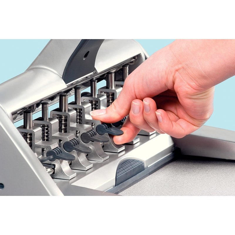 Perforator 5114 cu 4 perforații, distanțe reglabile, 30 coli - Gri Leitz