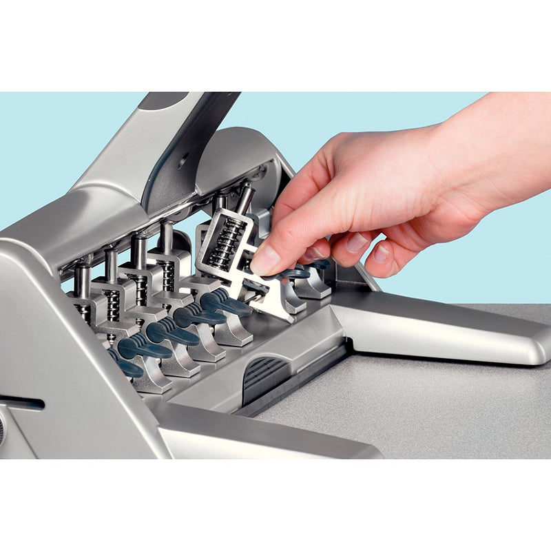 Perforator 5114 cu 4 perforații, distanțe reglabile, 30 coli - Gri Leitz